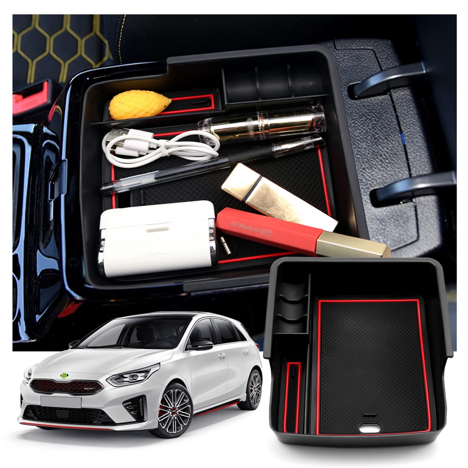 Ruiya für Kia Ceed SW GT ProCeed 2018-2024 Mittelkonsole Aufbewahrungsbox, Ceed Armlehne Organizer Tray Mittelarmlehne Handschuhfach Mittelkonsole Organizer Ablagefach Kia Ceed Zubehör Ruiya für Kia Ceed SW GT ProCeed 2018-2024 Mittelkonsole Aufbewahrungsbox, Ceed Armlehne Organizer Tray Mittelarmlehne Handschuhfach Mittelkonsole Organizer Ablagefach Kia Ceed Zubehör von RUIYA