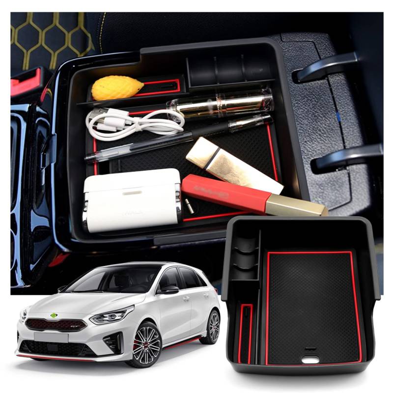 Ruiya für Kia Ceed SW GT Proceed 2018-2024 Mittelkonsole Aufbewahrungsbox, Ceed Armlehne Organizer Tray Mittelarmlehne Handschuhfach Mittelkonsole Organizer Ablagefach Kia Ceed Zubehör von RUIYA
