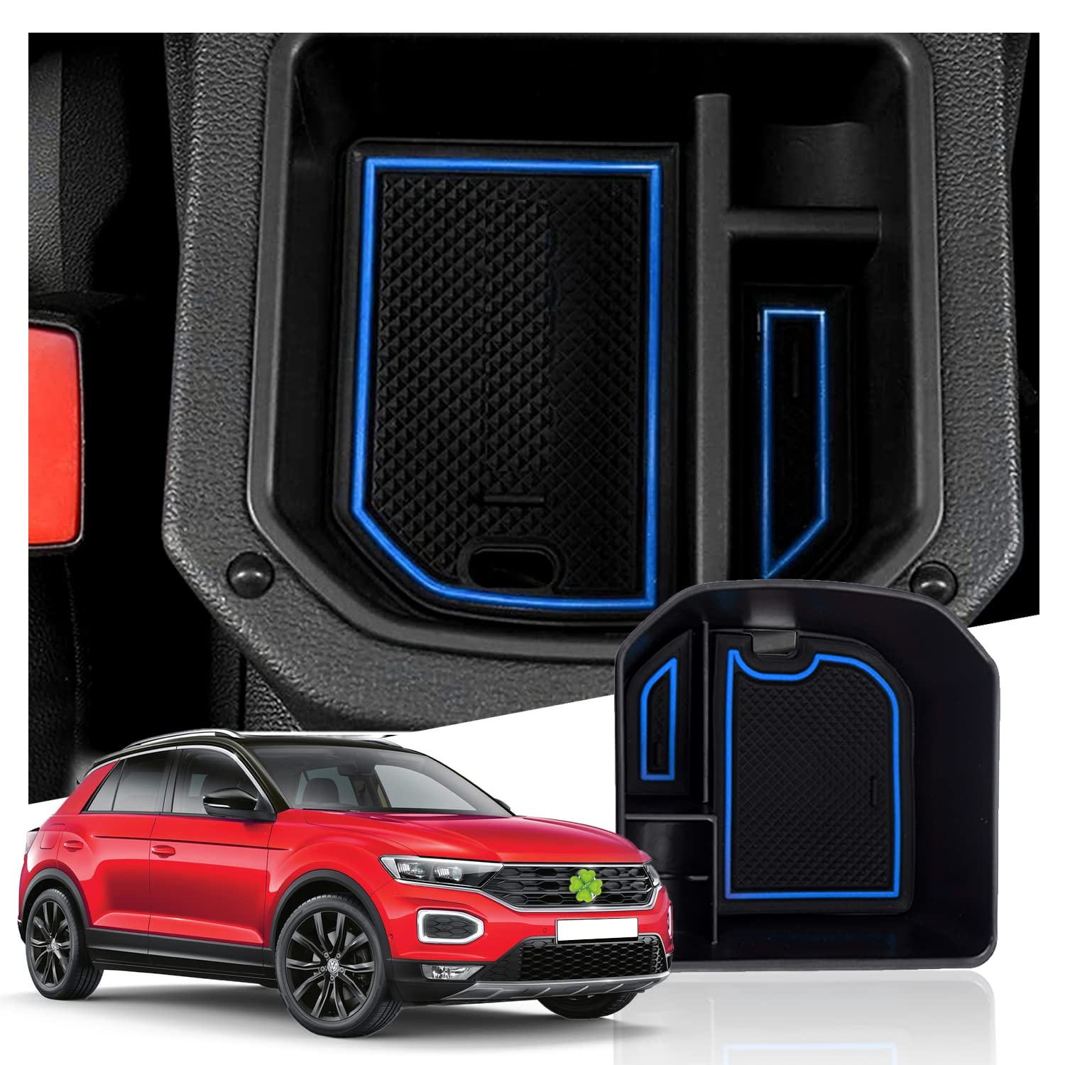 Ruiya Kompatibel mit VW T-Roc TRoc 2018-2024 Mittelkonsole Aufbewahrungsbox,T-Roc Armlehne Organizer Tray Mittelarmlehne Handschuhfach Mittelkonsole Organizer T Roc Zubehör Mittelkonsole Ablagefach von RUIYA