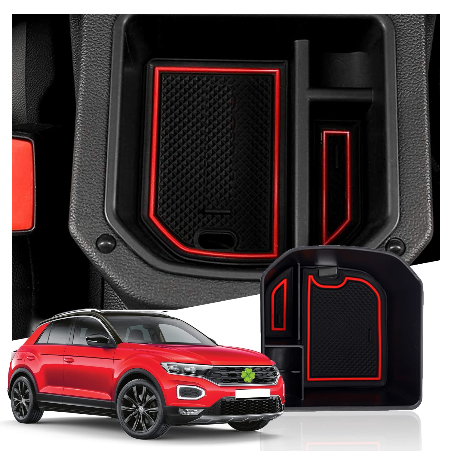 Ruiya Kompatibel mit 2018-2024 VW T-Roc T Roc Mittelkonsole Aufbewahrungsbox, T Roc Armlehne Organizer Tray Mittelarmlehne Handschuhfach Mittelarmlehne Ablagefach T-Roc Zubehör von RUIYA