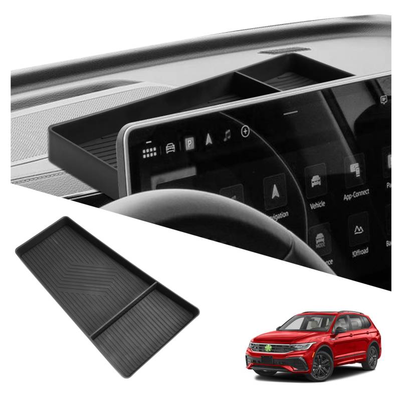 Ruiya 2024.6 Tiguan 15 Zoll Aufbewahrungsbox hinter dem Bildschirm Tiguan 2024 2025 Zubehör für Organizer Tray Mittelkonsole Ablagefach Aufbewahrungsbox Kompatibel mit VW Tiguan 3 2024 2025 2026 von RUIYA
