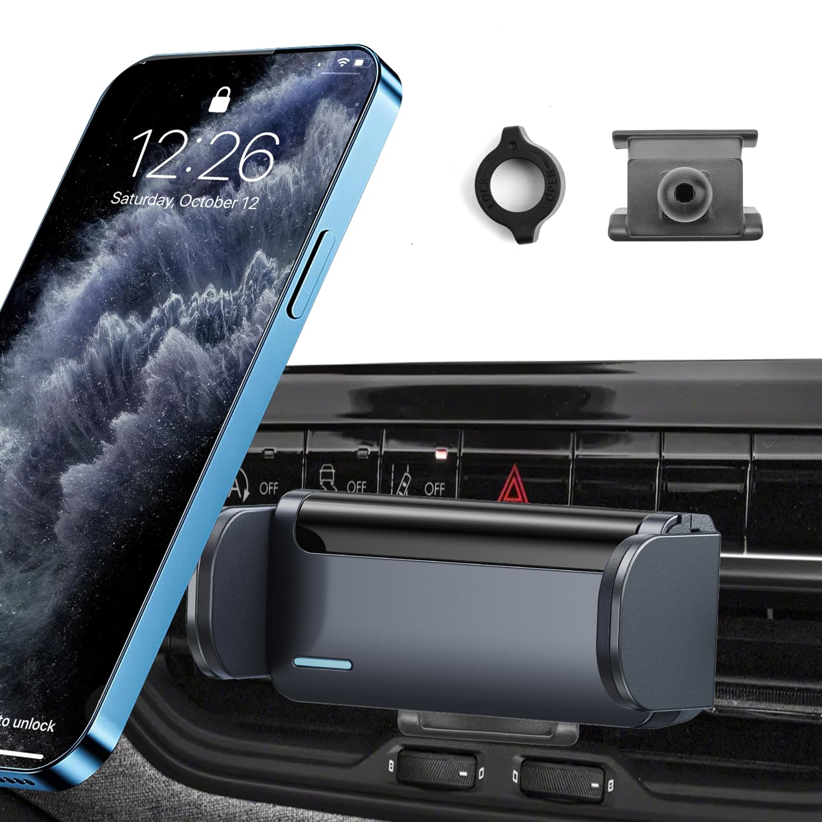 Ruiya Auto-elektrischer Handyhalter Kompatibel mit Jeep Compass 2021-2024 2025, Auto Handyhalter Lüftung KFZ Handy Halterung 360° Rotation KFZ Handy Halterung Compass Zubehör Telefonhalter von RUIYA