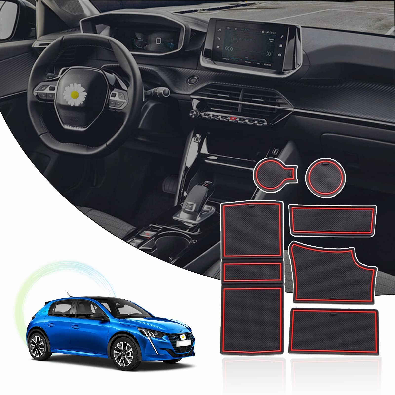Ruiya Peugeot 208 e-208/Peugeot 2008 e-2008 Restyling 2020-2024 2025 Auto Gummimatten Türschlitzmatte, Antirutschmatten Getränkehalter Matte Mittelkonsole Rutschmatten Türnaht rutschfeste Matte Ruiya Peugeot 208 e-208/Peugeot 2008 e-2008 Restyling 2020-2024 2025 Auto Gummimatten Türschlitzmatte, Antirutschmatten Getränkehalter Matte Mittelkonsole Rutschmatten Türnaht rutschfeste Matte von RUIYA