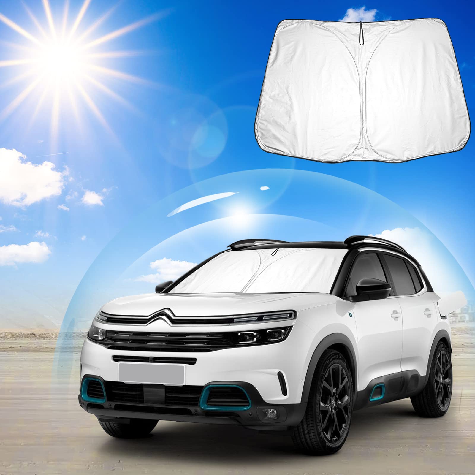 Ruiya Frontscheibenabdeckung Kompatibel mit Citroen C5 Aircross SUV 2018-2024 2025,Sonnenschutz für Frontscheiben Auto Windschutzscheiben Abdeckung Frontscheibe blockiert UV Frontscheibe Sonnenblende Ruiya Frontscheibenabdeckung Kompatibel mit Citroen C5 Aircross SUV 2018-2024 2025,Sonnenschutz für Frontscheiben Auto Windschutzscheiben Abdeckung Frontscheibe blockiert UV Frontscheibe Sonnenblende von RUIYA