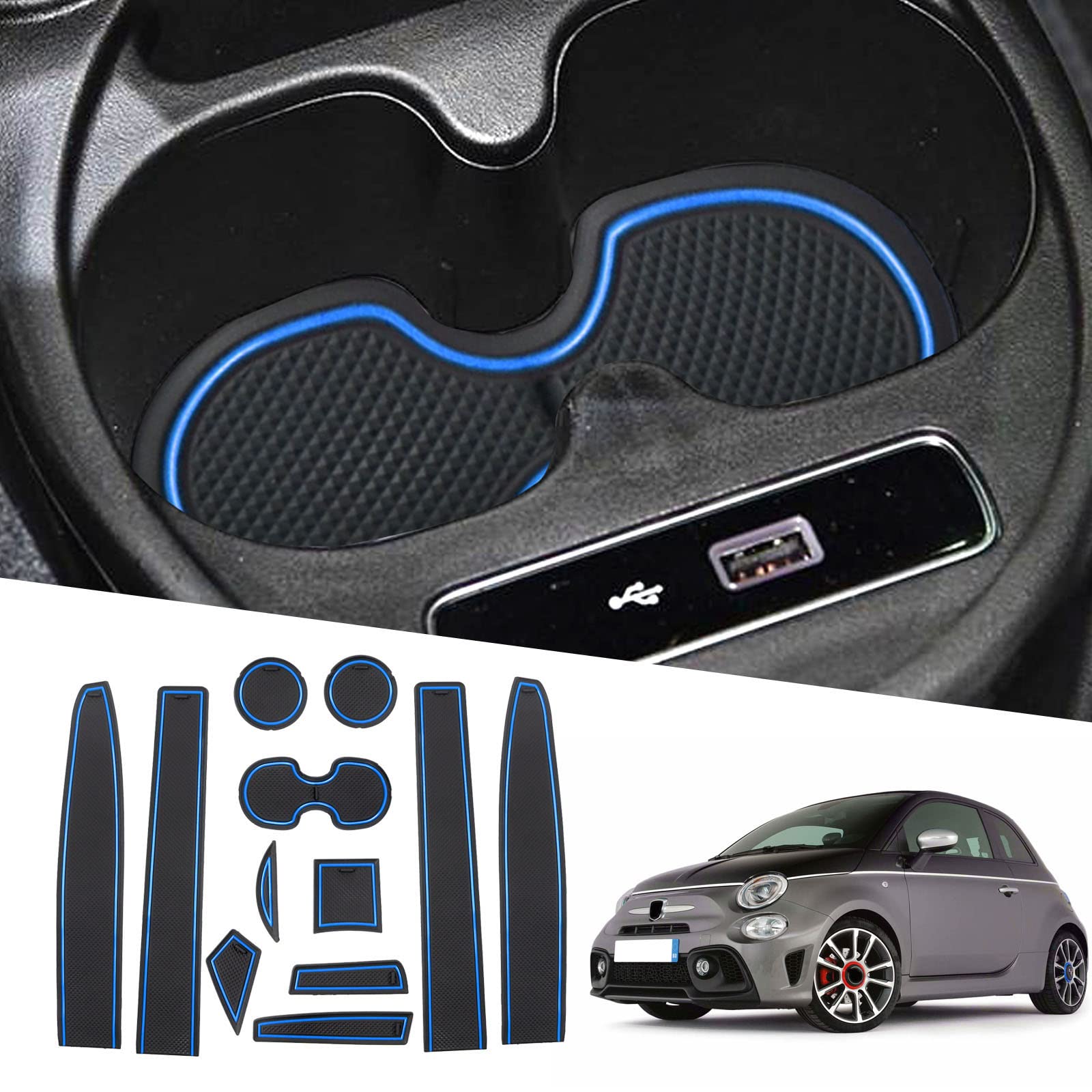 Ruiya Kompatibel mit FIAT 500 Abarth 595 Auto Gummimatten Türschlitzmatte, Abarth 595 Antirutschmatten Armlehne Getränkehalter Matte Mittelkonsole Rutschmatten Türnaht rutschfeste Matte Ruiya Kompatibel mit FIAT 500 Abarth 595 Auto Gummimatten Türschlitzmatte, Abarth 595 Antirutschmatten Armlehne Getränkehalter Matte Mittelkonsole Rutschmatten Türnaht rutschfeste Matte von RUIYA
