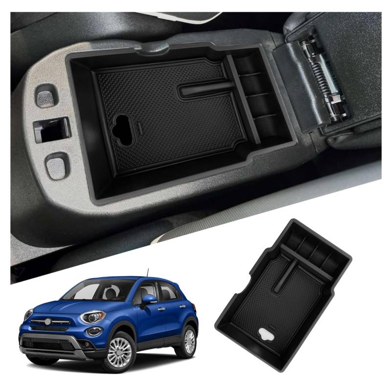 Ruiya Kompatibel mit Jeep Renegade BU 2015-2024/Fiat 500X 2016-2024 Mittelkonsole Aufbewahrungsbox, Renegade Armlehne Organizer Tray Mittelarmlehne Handschuhfach Mittelkonsole Organizer von RUIYA