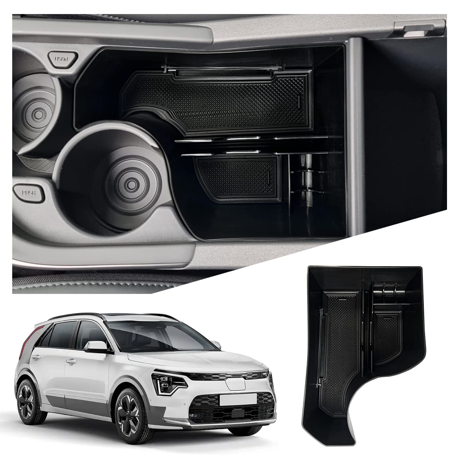 Ruiya für Kia Niro SG2 EV PHEV 2022 2023 2024 Mittelkonsole Aufbewahrungsbox, Niro Armlehne Organizer Tray Mittelarmlehne Handschuhfach Mittelkonsole Organizer Niro EV Zubehör (Nicht für Hybrid) von RUIYA