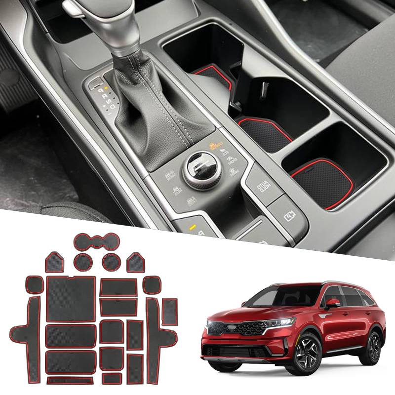 Ruiya Kompatibel mit Kia Sorento MQ4 2020-2024 2025 Gummimatten Türschlitzmatte, Sorento Antirutschmatten Mittelkonsolen Rutschmatten TürnahtMatte Getränkehalter Matte Sorento Zubehör von RUIYA