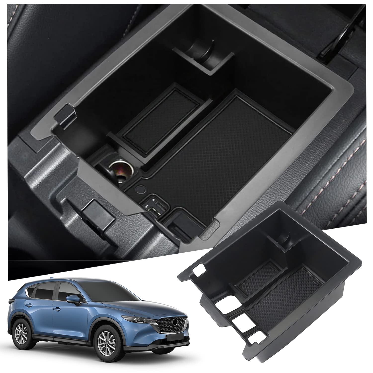 Ruiya Kompatibel mit Mazda CX-5 KF 2017-2023 Mittelkonsole Aufbewahrungsbox, CX-5 Armlehne Organizer Tray Mittelarmlehne Handschuhfach Mittelkonsole Organizer Ablagefach CX-5 Zubehör von RUIYA