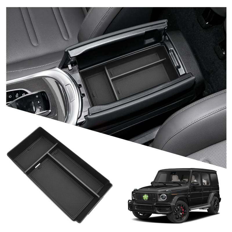 Ruiya Kompatibel mit Mercedes-Benz G-Klasse 2019-2025 W463 W464 Mittelkonsole Aufbewahrungsbox für G500 G350 Zubehör Armlehne Organizer Tray Mittelarmlehne Mittelkonsole Organizer Ablagefach von RUIYA
