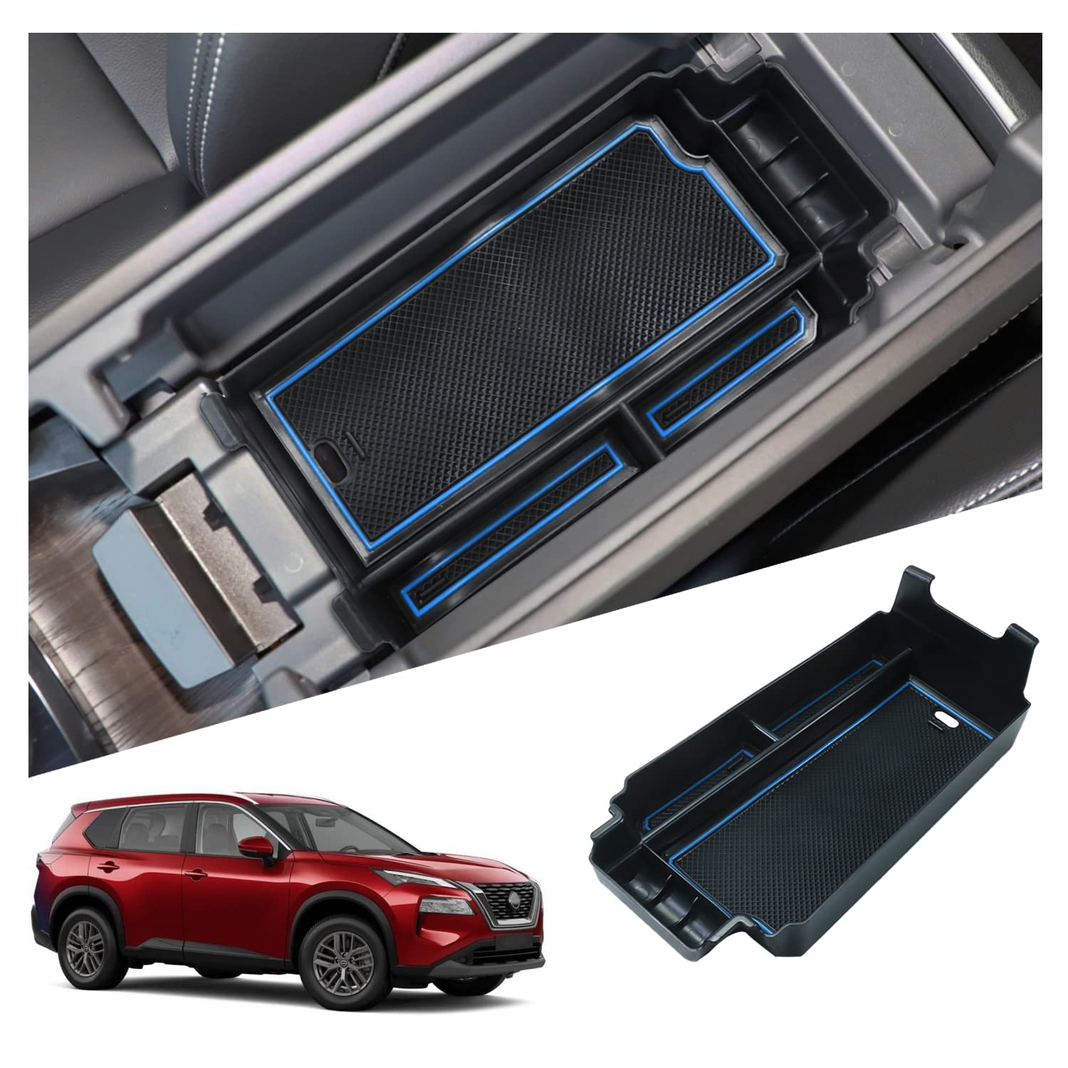 Ruiya Kompatibel mi Nissan X-Trail T33 2022 2023 2024 Mittelkonsole Aufbewahrungsbox, X-Trail Armlehne Organizer Tray Mittelarmlehne Handschuhfach Mittelkonsole Organizer X-Trail Zubehör von RUIYA