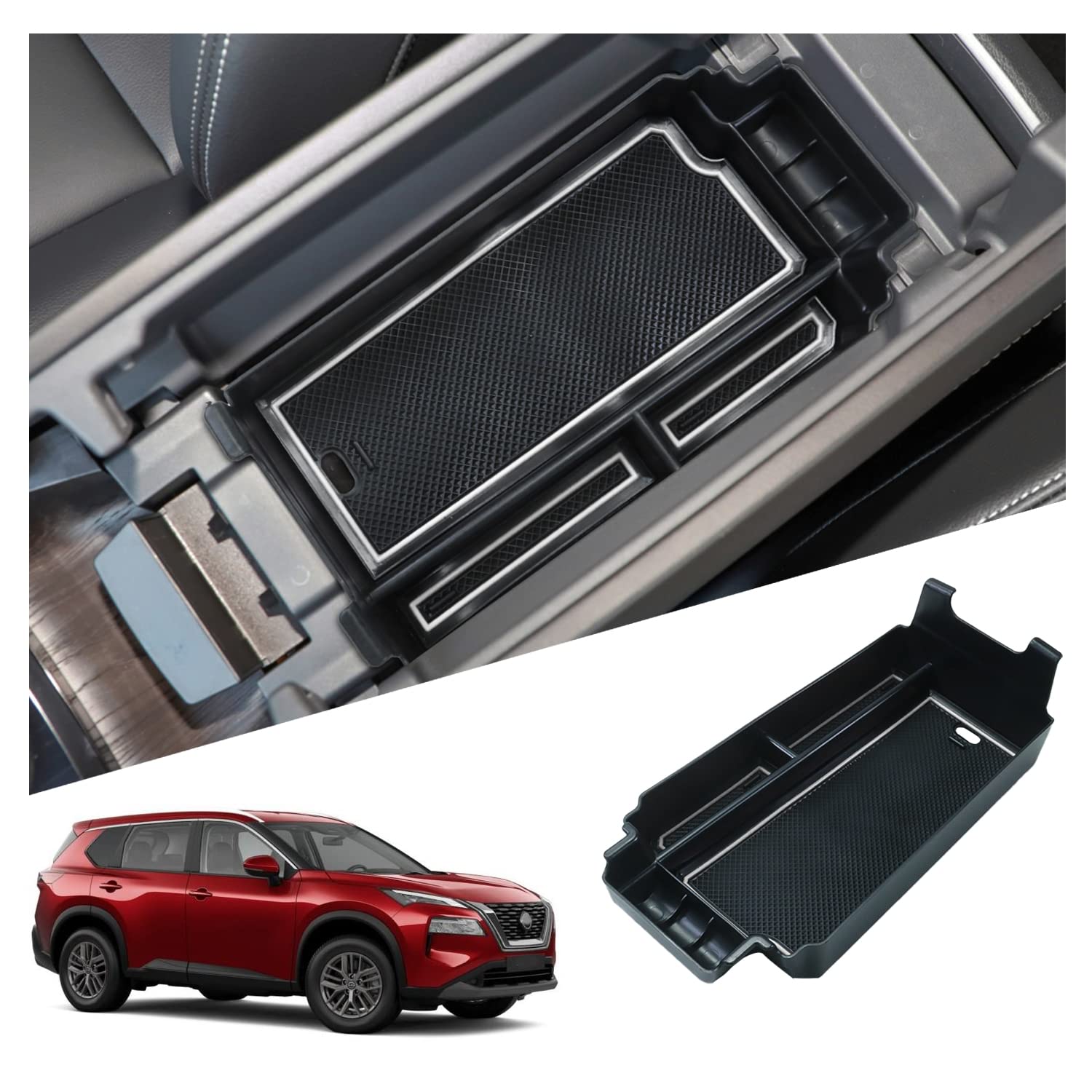 Ruiya Kompatibel mi Nissan X-Trail T33 2022 2023 2024 Mittelkonsole Aufbewahrungsbox, X-Trail Armlehne Organizer Tray Mittelarmlehne Handschuhfach Mittelkonsole Organizer X-Trail Zubehör von RUIYA