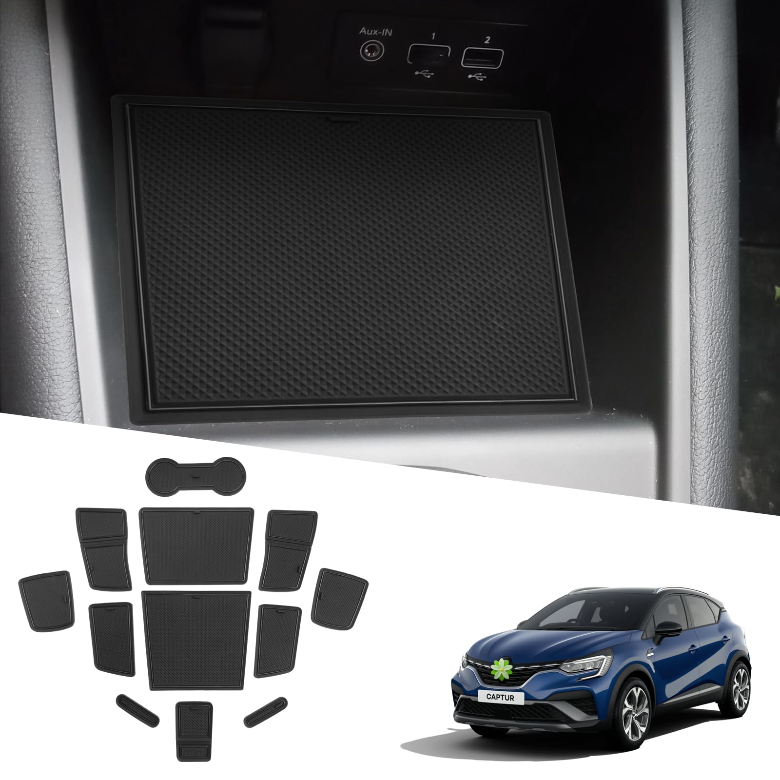 Ruiya Kompatibel mit Renault Captur | E-Tech 2019-2024 2025 Gummimatten Türschlitzmatte, Captur Antirutschmatten Mittelkonsolen Rutschmatten TürnahtMatte Getränkehalter Matte Captur Zubehör Ruiya Kompatibel mit Renault Captur | E-Tech 2019-2024 2025 Gummimatten Türschlitzmatte, Captur Antirutschmatten Mittelkonsolen Rutschmatten TürnahtMatte Getränkehalter Matte Captur Zubehör von RUIYA
