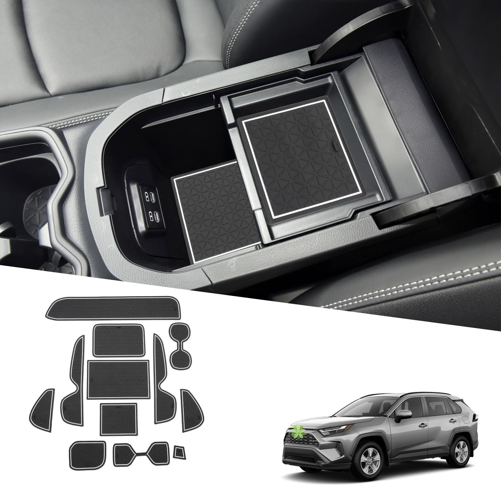 Ruiya Kompatibel mit Toyota RAV4 PHEV/Hybrid 2019-2023 2024 Gummimatten Türschlitzmatte, RAV4 Antirutschmatten Mittelkonsolen Rutschmatten TürnahtMatte Getränkehalter Matte RAV4 Zubehör Ruiya Kompatibel mit Toyota RAV4 PHEV/Hybrid 2019-2023 2024 Gummimatten Türschlitzmatte, RAV4 Antirutschmatten Mittelkonsolen Rutschmatten TürnahtMatte Getränkehalter Matte RAV4 Zubehör von RUIYA