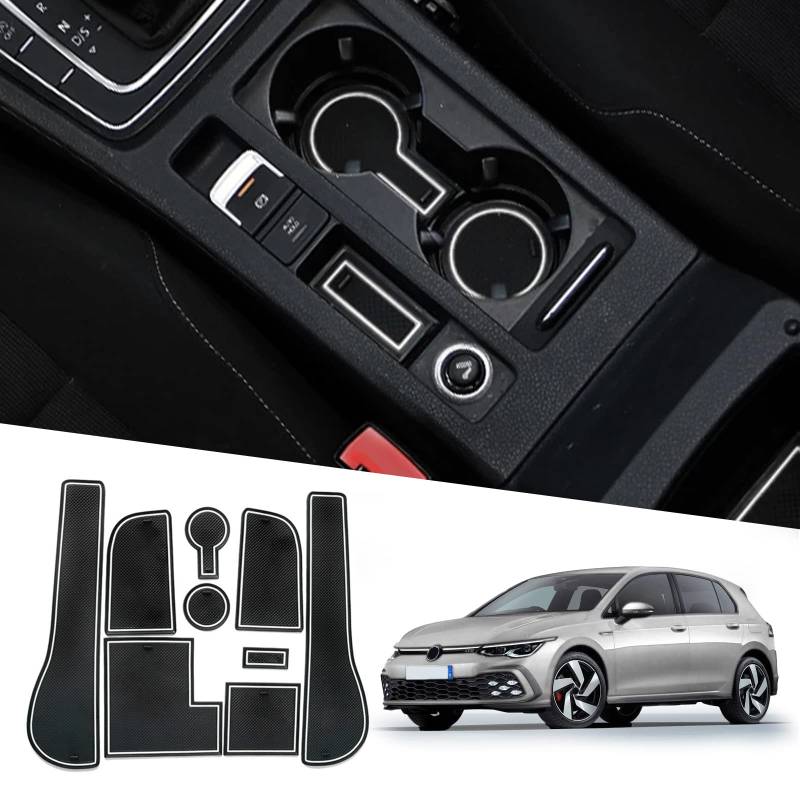 Ruiya Kompatibel mit VW Golf 7 7.5 R GTD GTI GTE 2014-2020 Auto Gummimatten Türschlitzmatte, Golf 7 Antirutschmatten Armlehne Getränkehalter Matte Mittelkonsole Rutschmatten Türnaht rutschfeste Matte von RUIYA