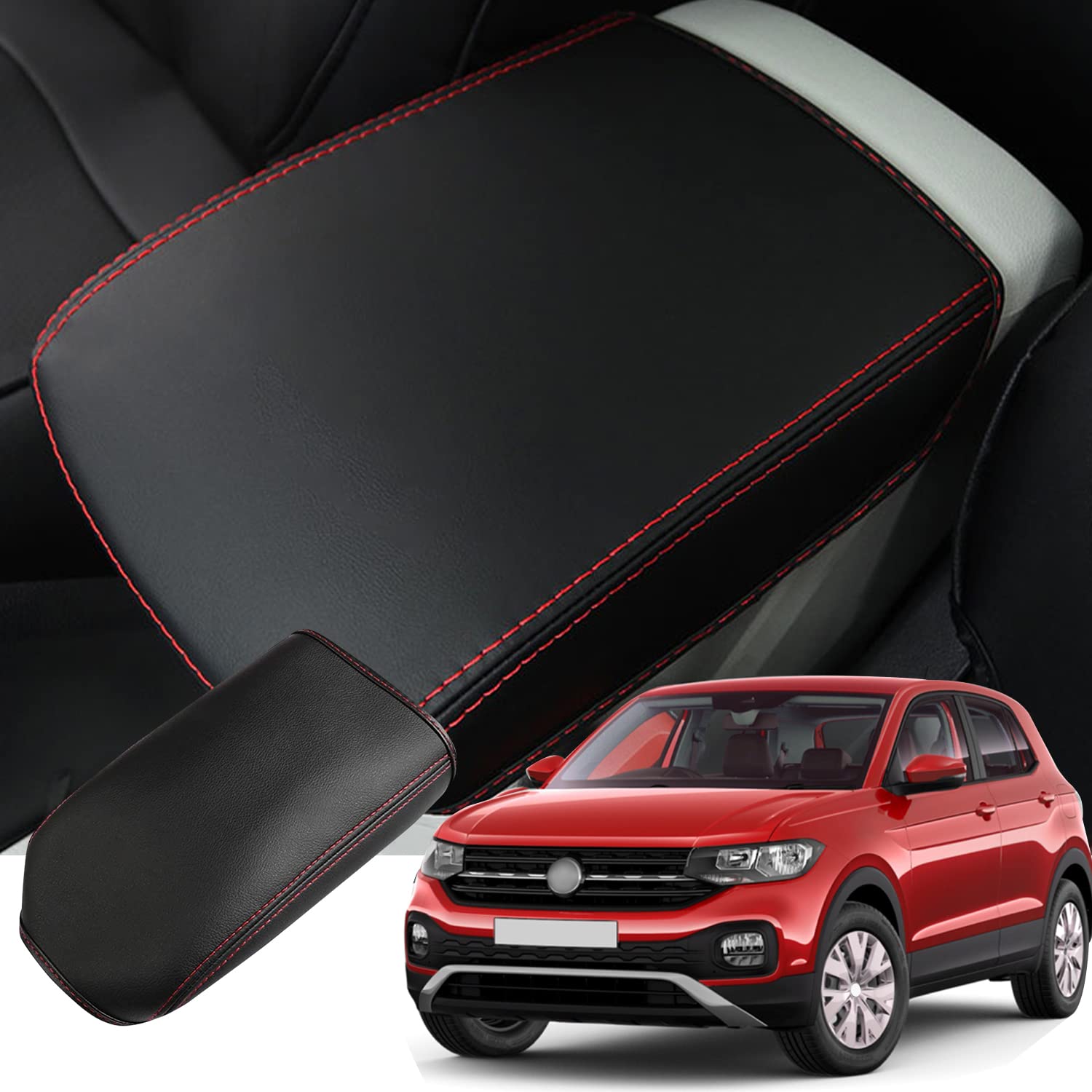 Ruiya Kompatibel mit VW T-Cross 2018-2024 Mittelarmlehne Abdeckung,Mittelkonsole Armlehnenbezug Armlehnen abdeckung T-Cross Mittelkonsole Armlehne Box Cover Mittelarmlehnenabdeckung T Cross Zubehör von RUIYA