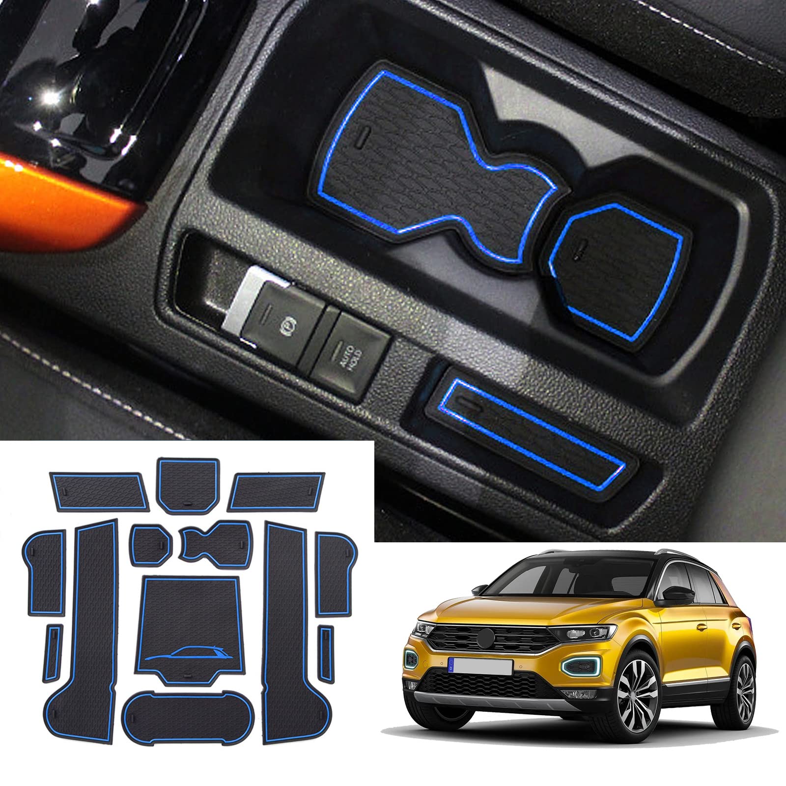 Ruiya Kompatibel mit VW T-ROC 2018-2024 Auto Gummimatten Türschlitzmatte, T-ROC Antirutschmatten Armlehne Getränkehalter Matte Mittelkonsole Rutschmatten Türnaht rutschfeste Matte Ruiya Kompatibel mit VW T-ROC 2018-2024 Auto Gummimatten Türschlitzmatte, T-ROC Antirutschmatten Armlehne Getränkehalter Matte Mittelkonsole Rutschmatten Türnaht rutschfeste Matte von RUIYA