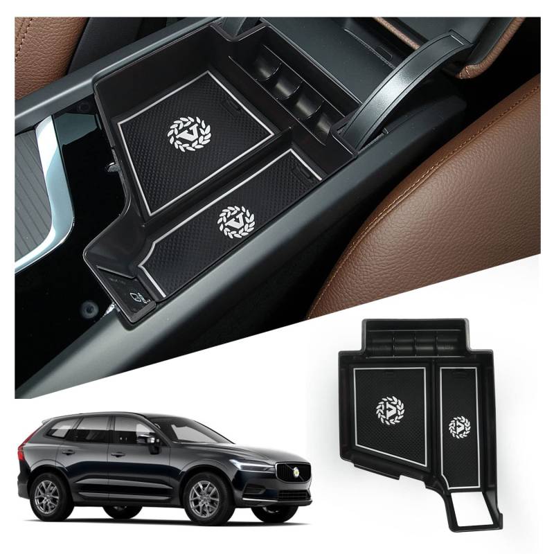 Ruiya Kompatibel mit Volvo XC60 XC90 V60 S60 V90 S90 2018-2024 2025 Armlehne Aufbewahrungsbox,Mittelkonsole Organizer Tray Mittelarmlehne Handschuhfach Organizer Mittelkonsole Ablagefach XC60 Zubehör von RUIYA