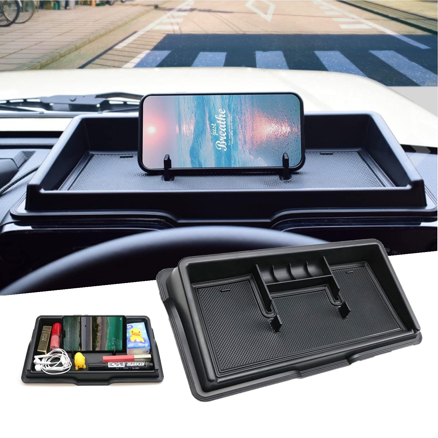 Ruiya Mittelkonsole Aufbewahrungsbox für Suzuki Jimny JB64W JB74W 2018-2024 2025, Mittelkonsole Handyhalterung Instrumententafel Telefon Halter Navigation Ablagen Organizer Tablett Jimny Zubehör Ruiya Mittelkonsole Aufbewahrungsbox für Suzuki Jimny JB64W JB74W 2018-2024 2025, Mittelkonsole Handyhalterung Instrumententafel Telefon Halter Navigation Ablagen Organizer Tablett Jimny Zubehör von RUIYA