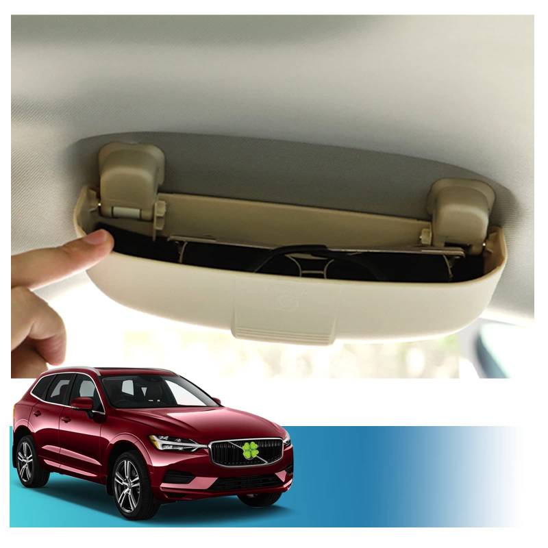 Ruiya Sonnenbrillenhalter Auto Kompatibel mit Volvo XC40 XC60 XC90 V90 S90 V60 S60, Brillenetui Auto Aufbewahrungsbox Organizer Auto Glasses Case Holder Sonnenbrille Brillenetui Brillenbox von RUIYA