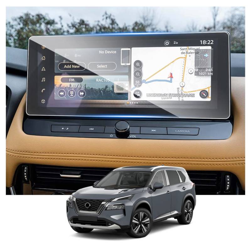 RUIYA für 12.3" Nissan X-Trail T33 2022 2023 2024 2025 Navigation Schutzfolie, Navigation Displayschutzfolie HD Hartglas XTrail Schutzfolie GPS Touchscreen Gehärtetem Glas Schutzfolie von RUIYA