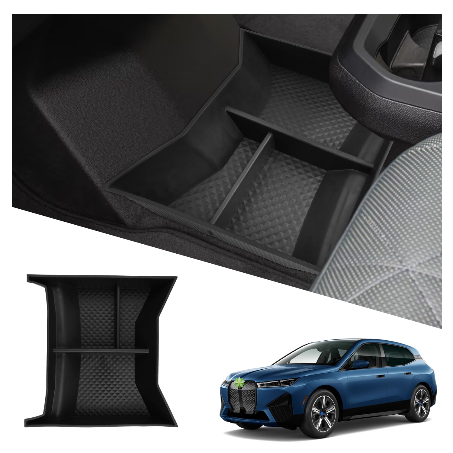 Ruiya für BMW iX EV xDrive40 xDrive50 M60 2022-2024 2025 Mittelkonsole Aufbewahrungsbox, Mittelkonsole Organizer Tray iX Unter dem Sitz im Mittelsteuerungstisch Aufbewahrungsbox Ablagefach von RUIYA
