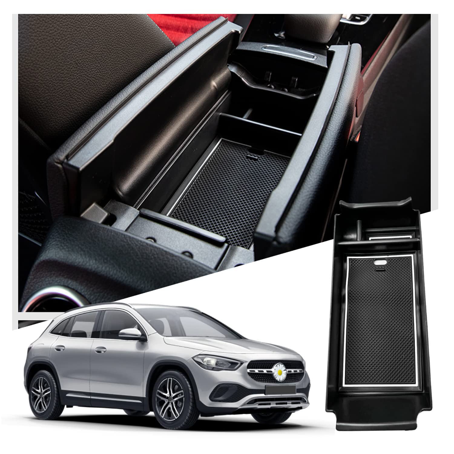 Ruiya Kompatibel mit Mercedes-Benz GLA H247 2020-2024 2025 Mittelkonsole Aufbewahrungsbox, GLA Armlehne Organizer Tray Mittelarmlehne Handschuhfach Mittelkonsole Organizer Ablagefach GLA Zubehör von RUIYA