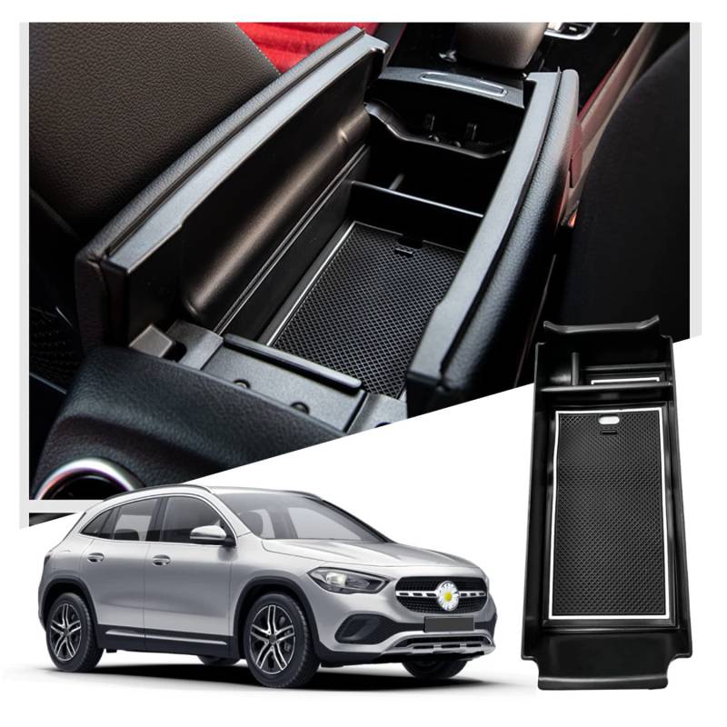 Ruiya Kompatibel mit Mercedes-Benz GLA H247 2020-2024 Mittelkonsole Aufbewahrungsbox, GLA Armlehne Organizer Tray Mittelarmlehne Handschuhfach Mittelkonsole Organizer Ablagefach GLA Zubehör von RUIYA