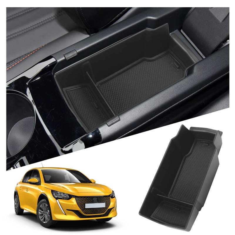 Ruiya Kompatibel mit Peugeot 2008 e-2008 208 e-208 2020-2024 Mittelkonsole Aufbewahrungsbox,208 Armlehne Organizer Tray Mittelarmlehne Handschuhfach Mittelkonsole Organizer Ablagefach e-208 Zubehör von RUIYA