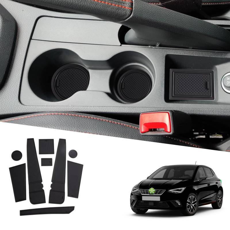 Ruiya für Seat Arona/Seat Ibiza 6F KJ1 Facelift 2018-2024 Gummimatten Türschlitzmatte, Arona Antirutschmatten Mittelkonsolen Rutschmatten TürnahtMatte Getränkehalter Matte Seat Ibiza Zubehör von RUIYA