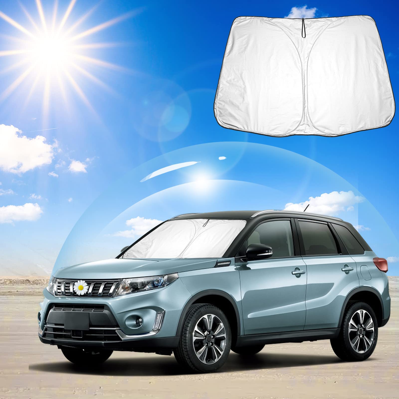 Ruiya für Suzuki Vitara SUV 2016-2024 Auto Sonnenschutz Frontscheibe, Auto Windschutzscheibe Sonnenschirm Auto Frontscheibe blockiert UV Vorderseite Frontscheibe Sonnenschutz Zubehör für Vitara von RUIYA