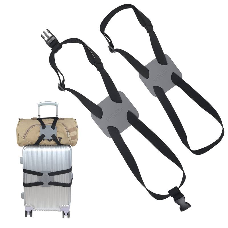 Gepäckspanngurt, Gepäckgurte, Taschenspanner zum Hinzufügen Einer Tasche, einfach zu transportieren, Koffer, elastischer Gurt, Grau, 2 Stück von RUMILLA