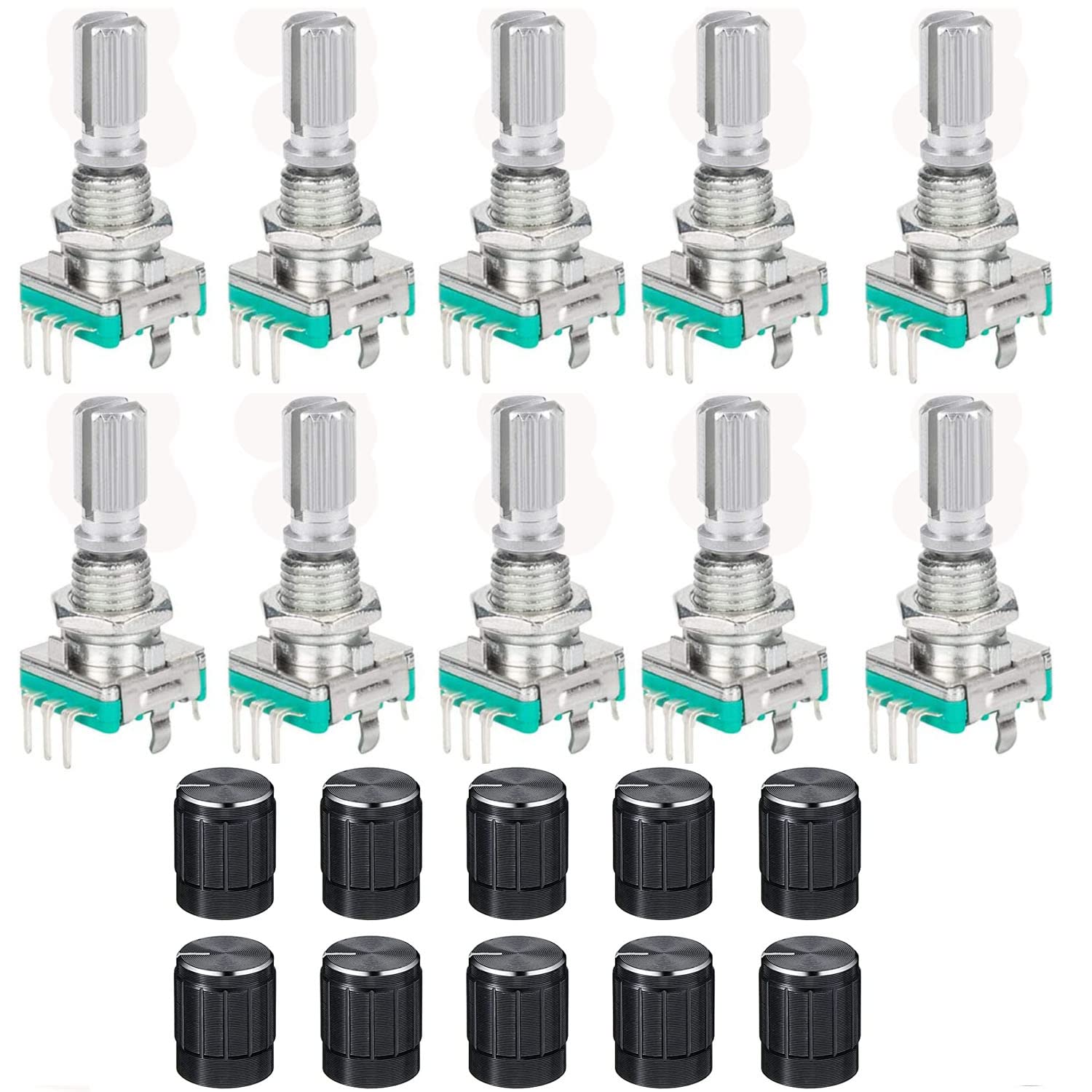 RUNCCI-YUN 10 Set EC11 360 Grad Drehgeber,5-Pin EC11 Audio Digital Potentiometer,Rotary Encoder Modul mit Schalter und Drehknopf Für Automobilelektronik Multimedia-Audio RUNCCI-YUN 10 Set EC11 360 Grad Drehgeber,5-Pin EC11 Audio Digital Potentiometer,Rotary Encoder Modul mit Schalter und Drehknopf Für Automobilelektronik Multimedia-Audio von RUNCCI-YUN