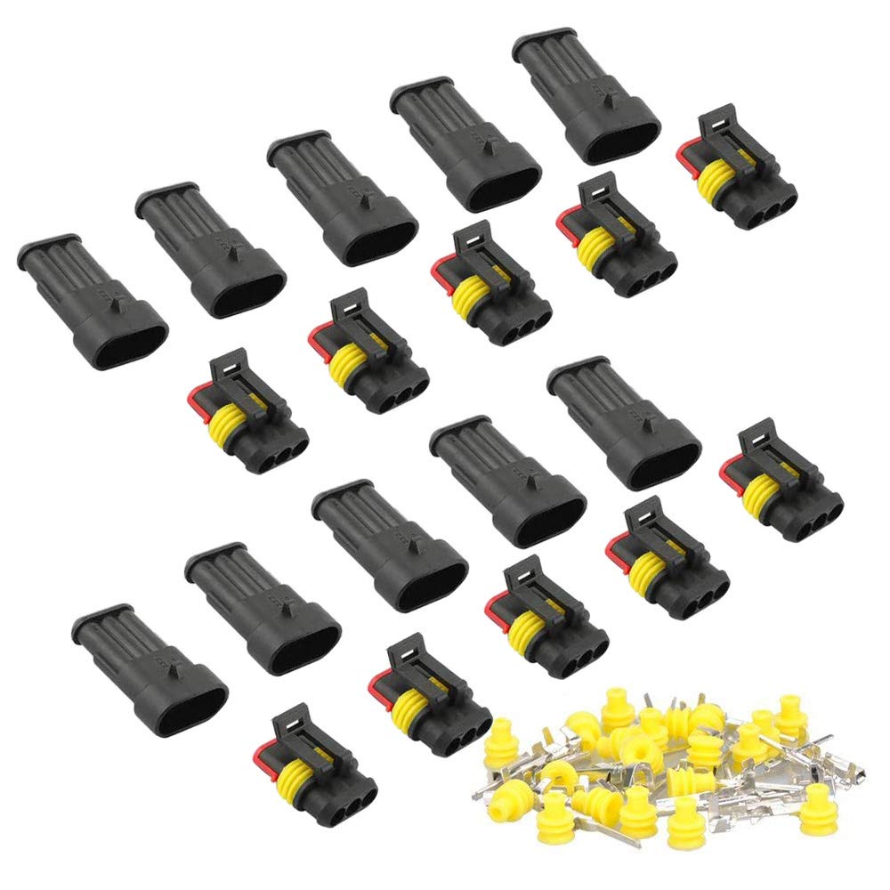 RUNCCI-YUN 10 Set Wasserdicht Schnellverbinder, Kabel Steckverbinder Stecker, für KFZ LKW Auto Kayak Boote Roller Motorrad (3 Polig×10) von RUNCCI-YUN