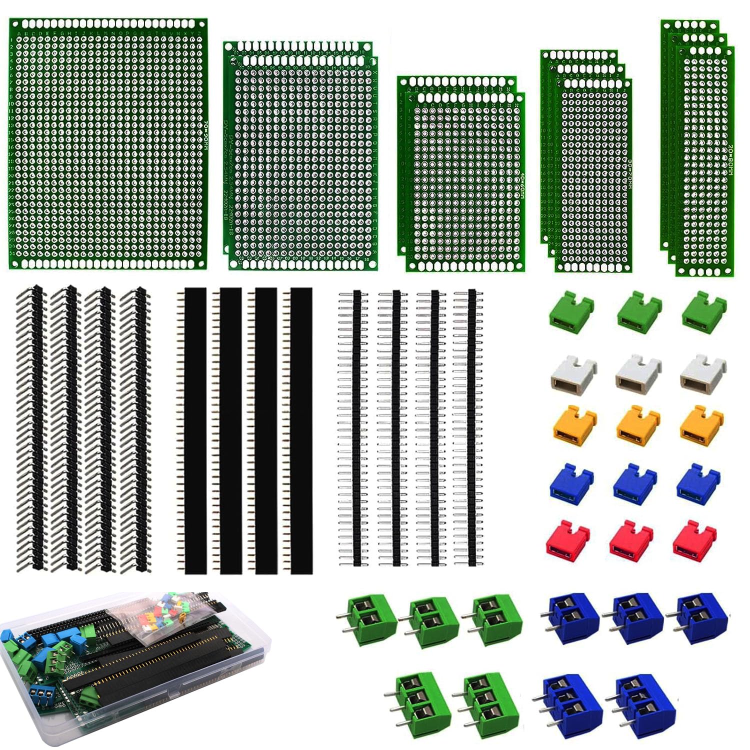 RUNCCI-YUN 48 Stück PCB Board Kits Lochrasterplatte Kit Doppelseitig PCB Board leiterplatte, Prototyp doppelseitige Leiterplatten für das DIY Löten, kompatibel mit dem Arduino Kit RUNCCI-YUN 48 Stück PCB Board Kits Lochrasterplatte Kit Doppelseitig PCB Board leiterplatte, Prototyp doppelseitige Leiterplatten für das DIY Löten, kompatibel mit dem Arduino Kit von RUNCCI-YUN