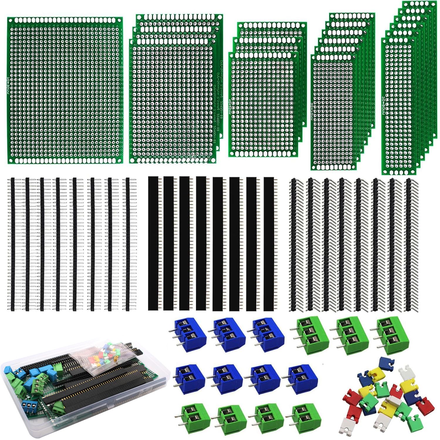RUNCCI-YUN 82 Stück PCB Board Kits Lochrasterplatte Kit Doppelseitig PCB Board leiterplatte, Prototyp doppelseitige Leiterplatten für das DIY Löten, kompatibel mit dem Arduino Kit RUNCCI-YUN 82 Stück PCB Board Kits Lochrasterplatte Kit Doppelseitig PCB Board leiterplatte, Prototyp doppelseitige Leiterplatten für das DIY Löten, kompatibel mit dem Arduino Kit von RUNCCI-YUN