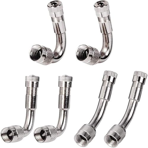 RUNCCI-YUN 6 Pcs ventilverlängerung ventilfür Auto Motorrad Bike Truck RVs Roller Universal Extender 45 Grad 90 Grad 135 Grad (silbrig) von RUNCCI-YUN