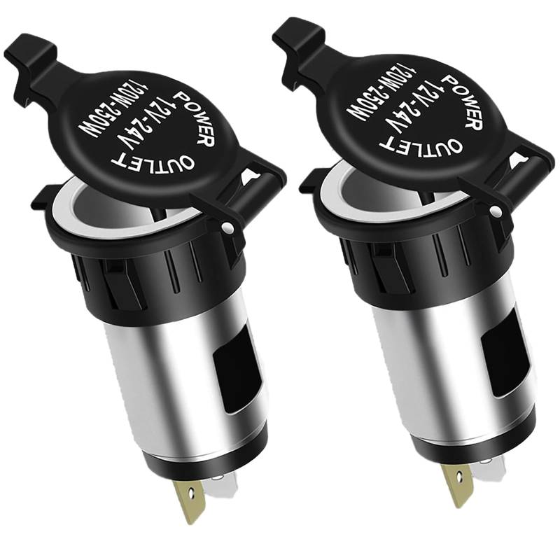 RUNQIN 2 Stück Auto Zigarettenanzünder Steckdose, Wasserdicht Marine Grade Auto Zigarettenanzünder Adapter für 12V/24V DC Auto Boot Motorrad, Gleichstrom-Feuerzeugsteckdose Steckdose von RUNQIN OUTDOOR