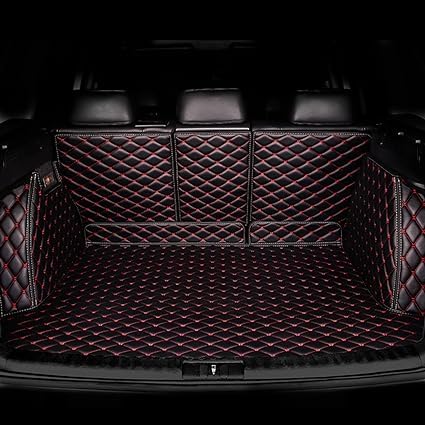 Auto Leder All-Inclusive-Kofferraummatte für Ford Explorer 7-Seats 2020-2023, Wasserdicht Kratzfest Vollabdeckung Kofferraumschutz AutozubehöR,Black-red von RUPT