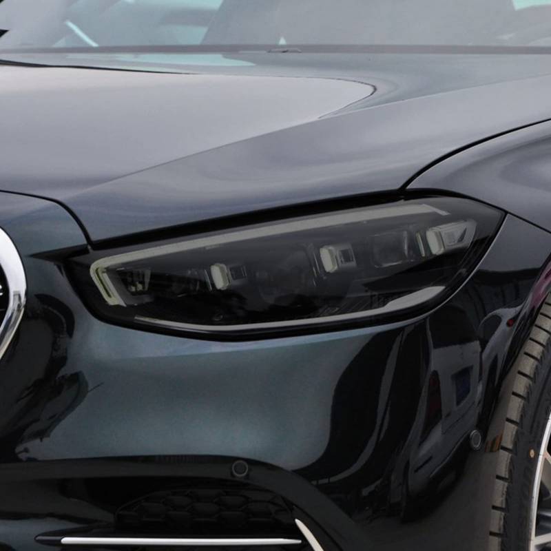 Auto Scheinwerfer Schutzfolie Frontlicht Transparent Geräuchert Schwarz TPU Aufkleber Zubehör, Für Mercedes Benz S Klasse W223 2021 von RUTCI