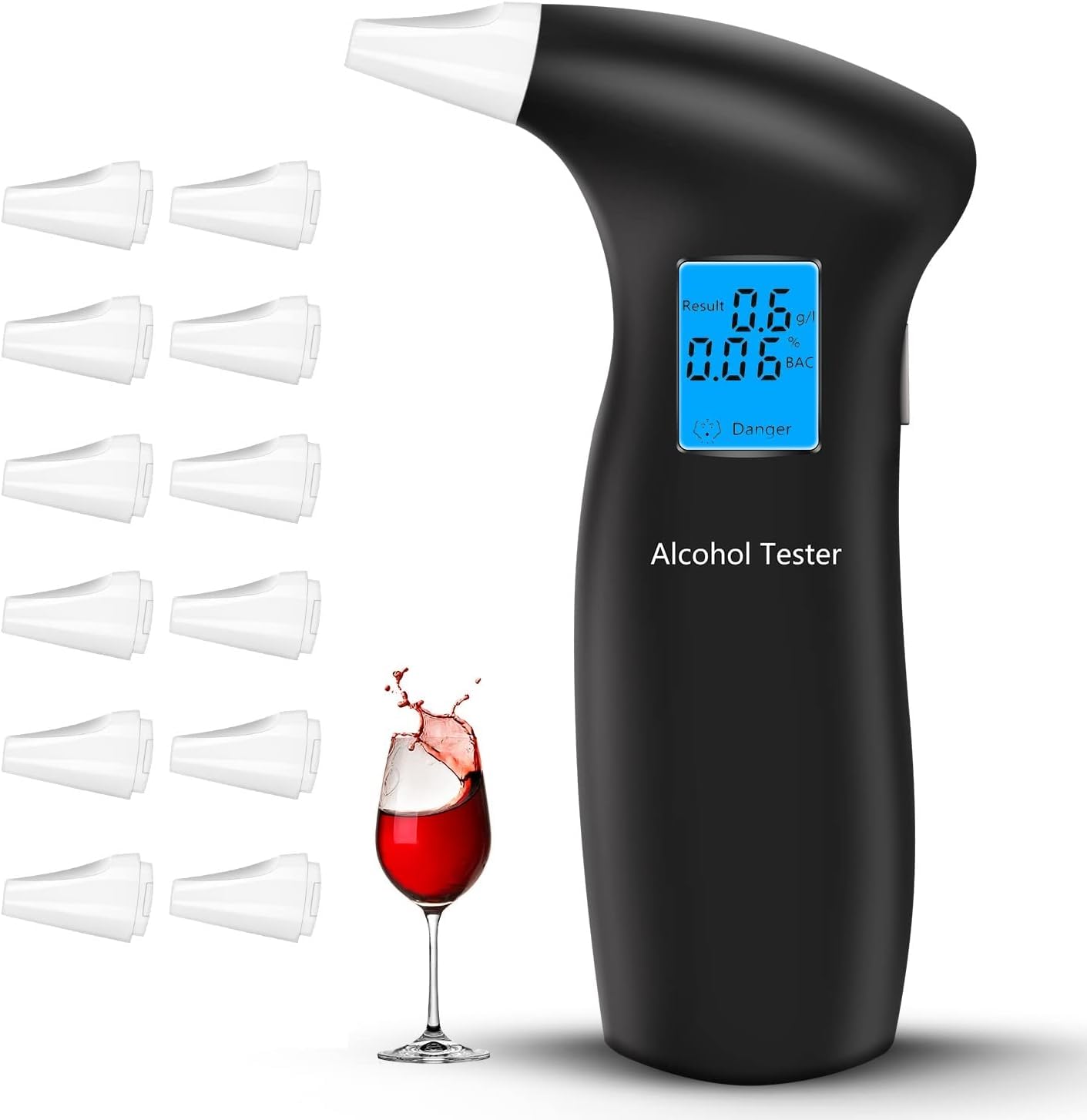 RUTIDA Alkoholtester, Polizeigenau Alkoholmessgeräte mit 12 Mundstücken, Professioneller Alkohol Tester Promillemessgerät mit Digitaler LCD-Anzeige und Halbleiter Sensorik RUTIDA Alkoholtester, Polizeigenau Alkoholmessgeräte mit 12 Mundstücken, Professioneller Alkohol Tester Promillemessgerät mit Digitaler LCD-Anzeige und Halbleiter Sensorik von RUTIDA