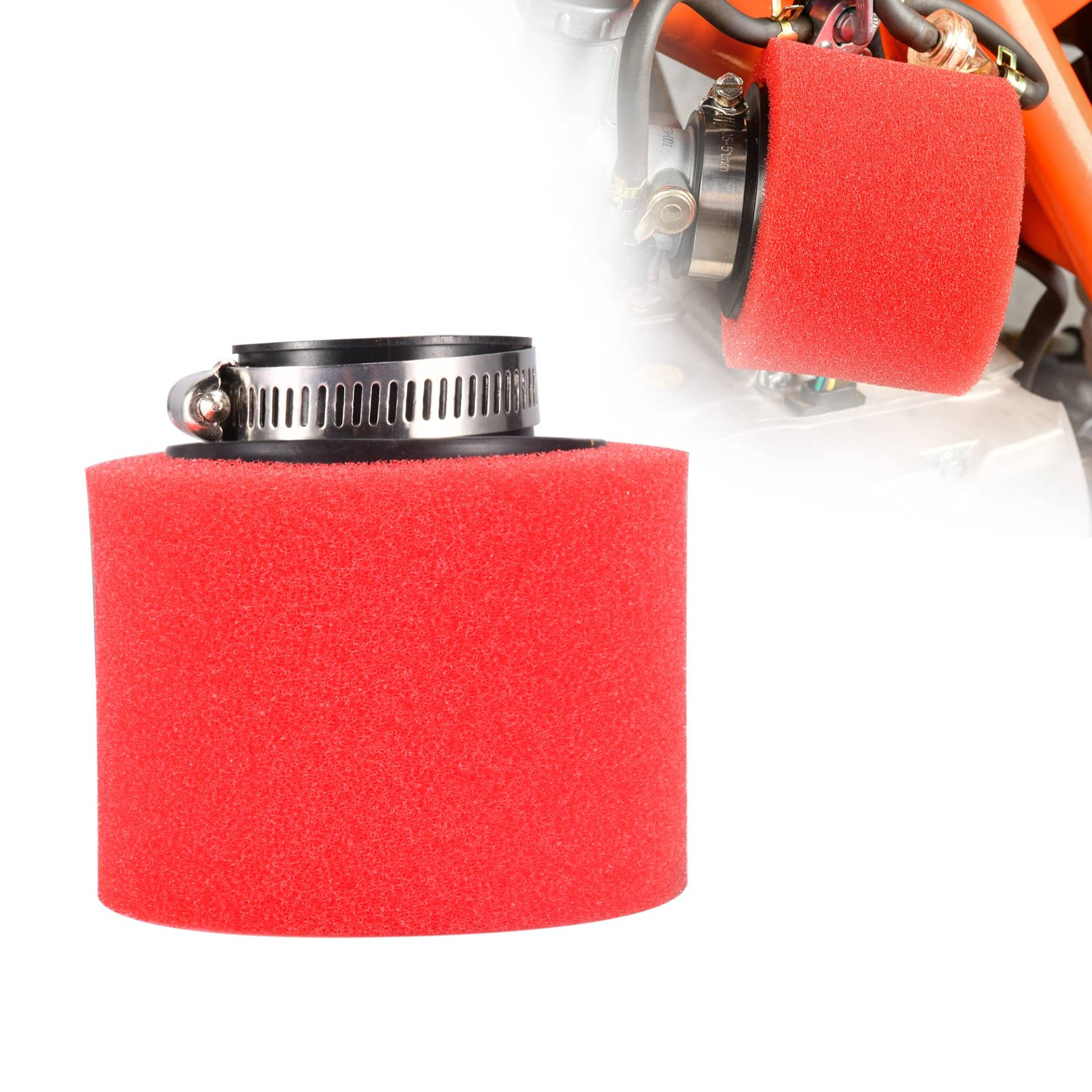 RUTU 38mm Filter,High Performance Foam Sponge Motorcycle Filter for XR50 CRF50 XR CRF 50cc 90cc 110cc 125cc 150cc 200cc 4 Stroke Dirt Bike And Go Kart Scooter-Red von RUTU