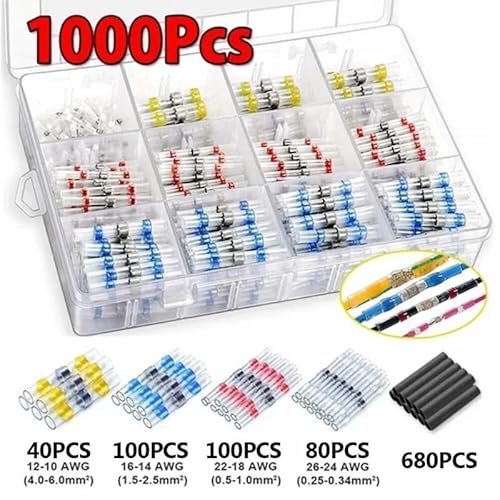 1000pcs Solder Seal Wire Connectors Heat Shrink wire Waterproof Insulated Electrical Butt Connectors Wire Cable Splice Terminal von RVBLRDSE