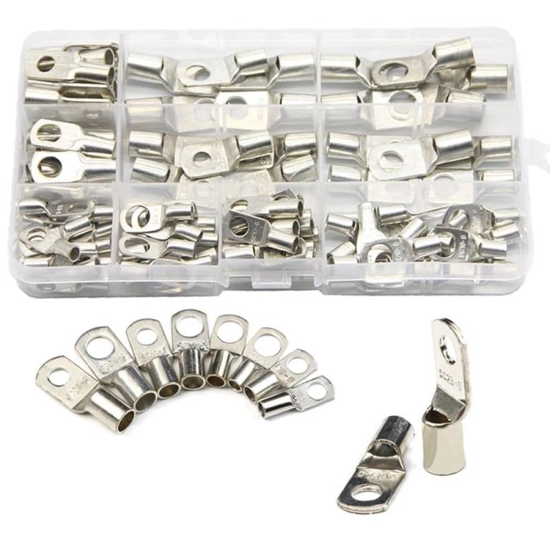 100PCS SC Terminal Lug Crimping Wire Connector Terminals Copper Tin Plated Ring Cable Connector Box Set SC6 SC10 SC16 SC25 SC35 von RVBLRDSE