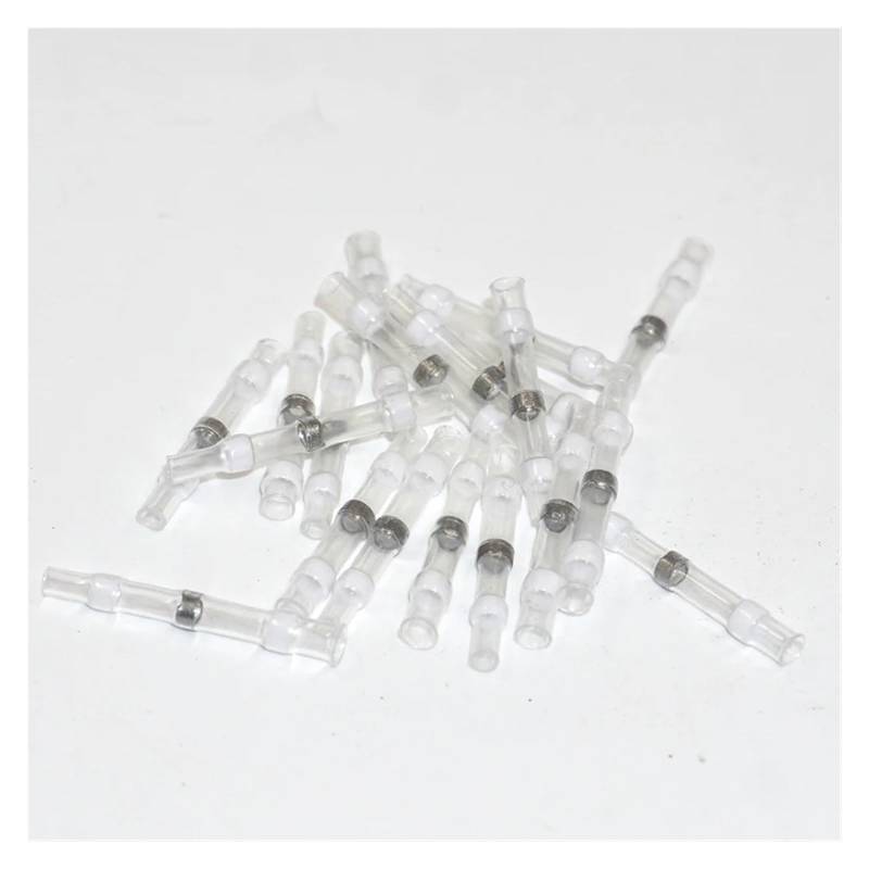 100x White AWG 26-24 GA Heat Shrink Solder Splice Butt Terminal Connector Heatshrink No Crimp von RVBLRDSE