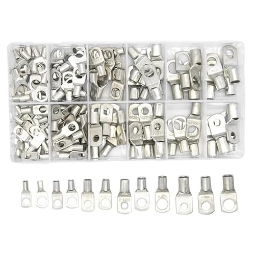 140Pcs SC Tinned Copper Lug Terminals Ring Seal Wire Connectors Cable Crimped/Soldered Terminal Assortment Kit von RVBLRDSE