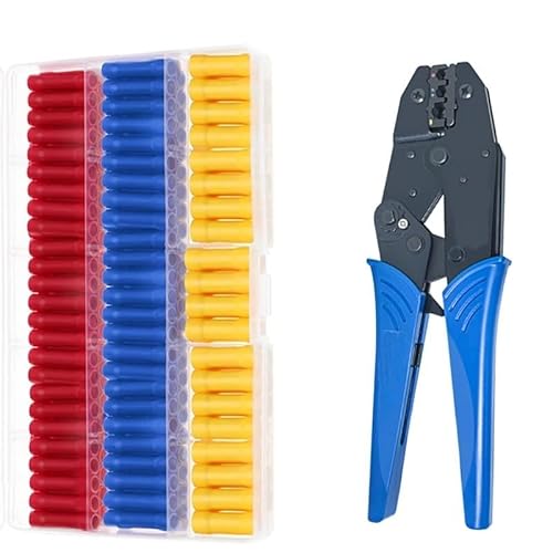 150pcs BV1.25 BV2 BV5.5 Insulated Straight Wire Butt Connector Electrical Wire Cable Crimp Terminals Splice with Pliers von RVBLRDSE