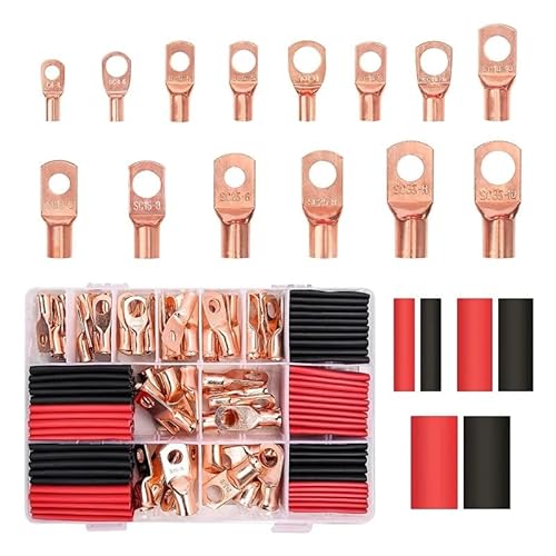 160Pcs Wire Connector Ring Copper Connectors Cable Crimp Terminal Connector Terminals Sc Tube+Heat Shrink Tubing von RVBLRDSE