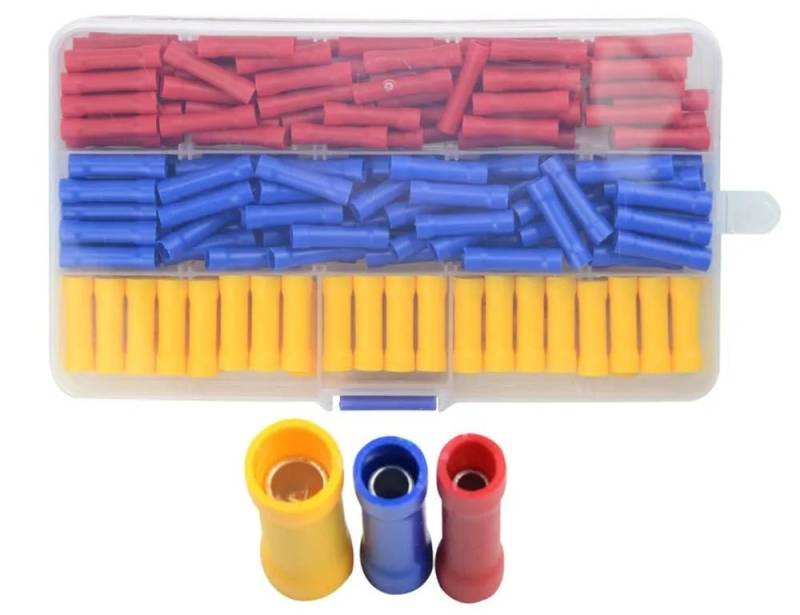 200 PCS Insulated Straight Wire Butt Splice Terminals Electrical Crimp Connector Assortment Kit von RVBLRDSE
