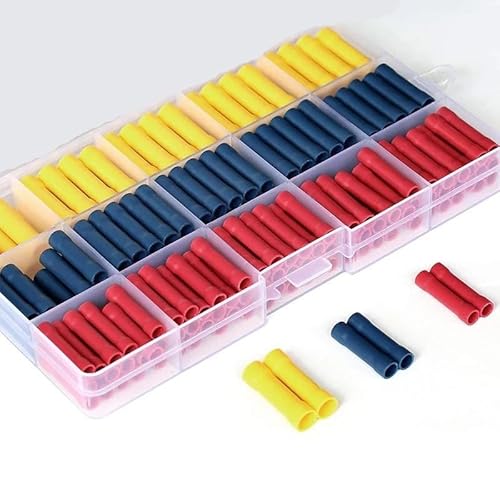 200pcs BV1.25 BV2 BV5.5 Straight Butt Wire Terminal Splice Crimp Insulated Copper Tube Cold Press Cable Connector Set von RVBLRDSE